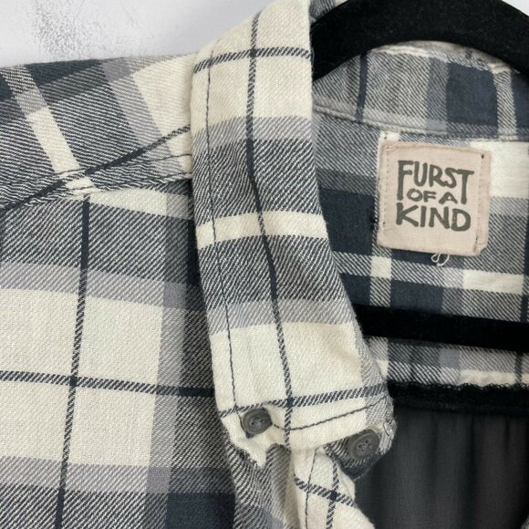 Furst of a Kind Womens Hi Low Long Sheer Back Plaid Button Up Shirt Oversize OS - Picture 10 of 12